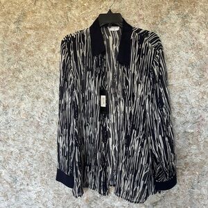 Kirgözler Magnolia Navy White Sheer Blouse